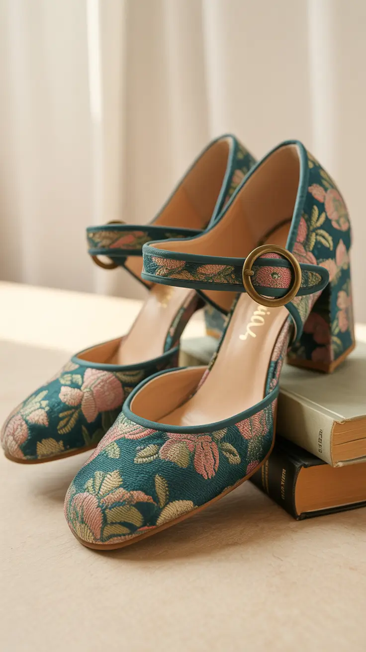 summer footwear women aesthetic Vintage Floral Heels That Feel Like a Collected Treasure