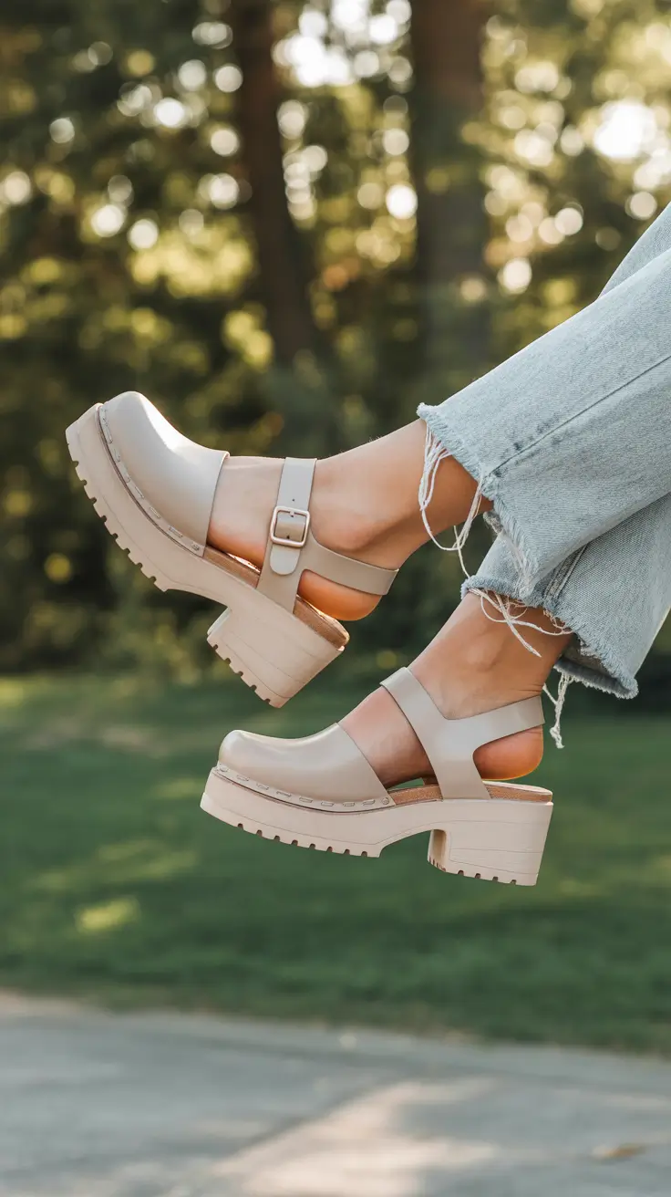 summer footwear for college Chunky Neutral Clogs That Bring Comfort Into Focus