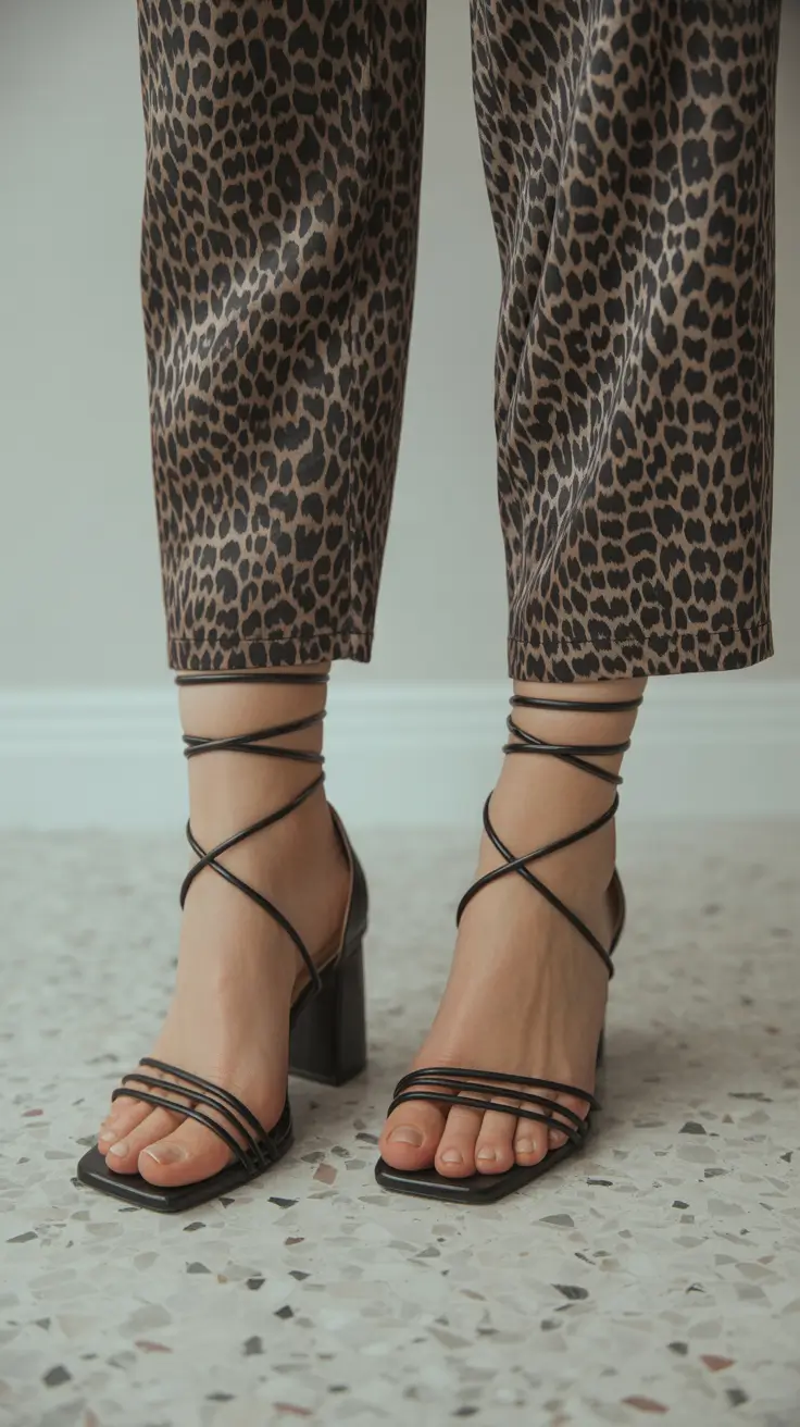 summer footwear women style Black Wrap Heels That Add Sharpness to Any Look