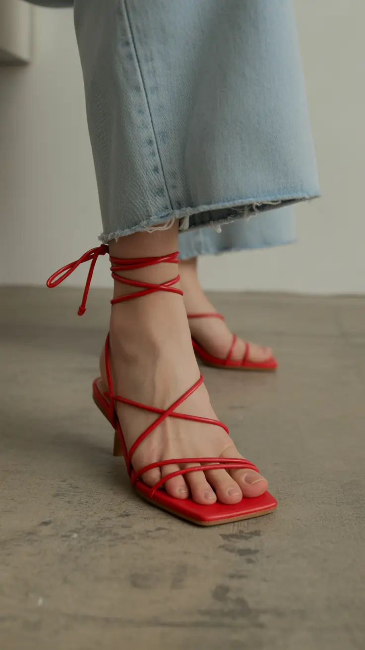 summer footwear aesthetic Red Strappy Sandals That Instantly Change Your Mood