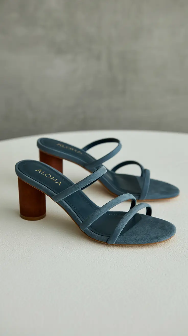 summer footwear women 2026 Muted Blue Heeled Sandals That Balance Softness and Structure