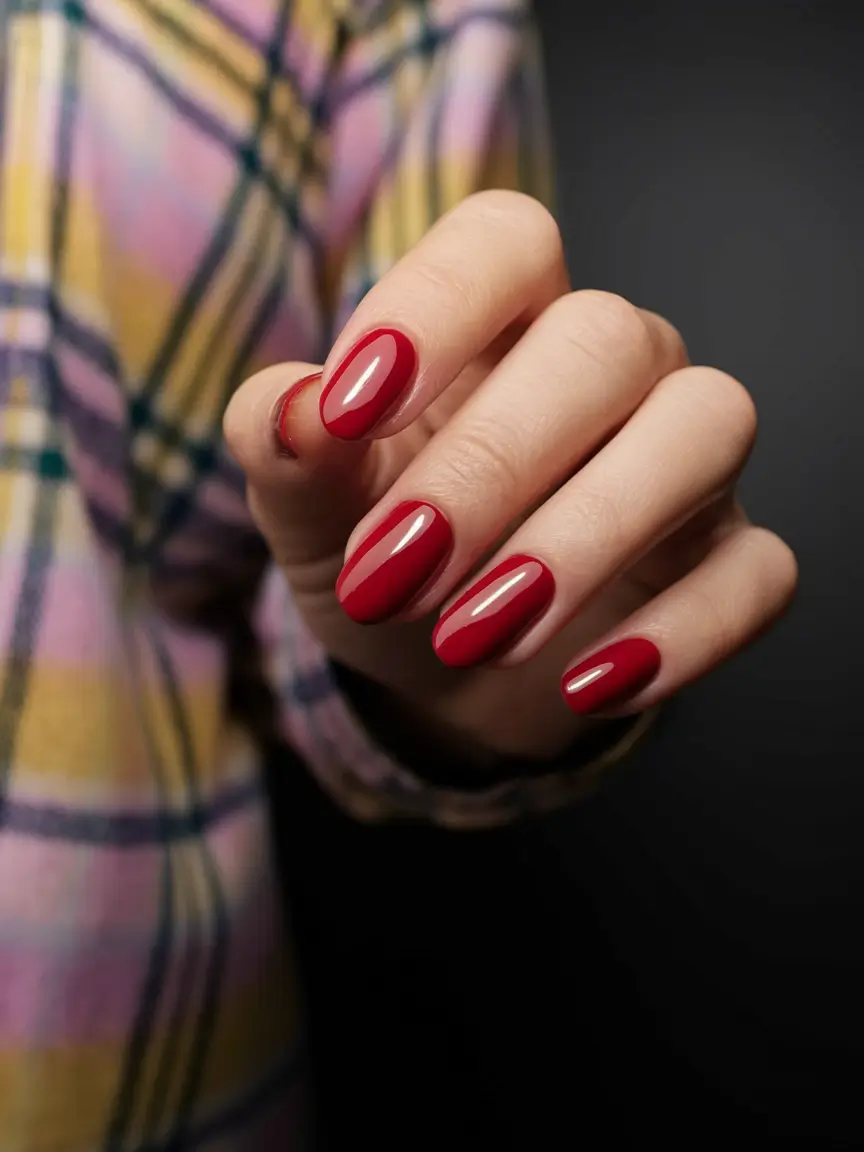 2025 Fall Manicure Ideas Classic Glossy Red