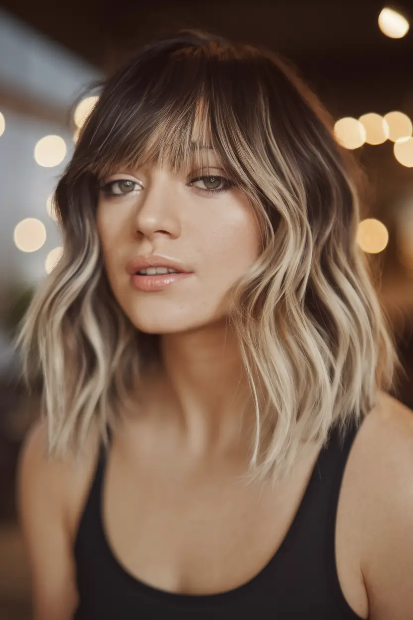 Best Fall Hair Color Trends for 2025 Ash Blonde Ombre Bob with Bangs