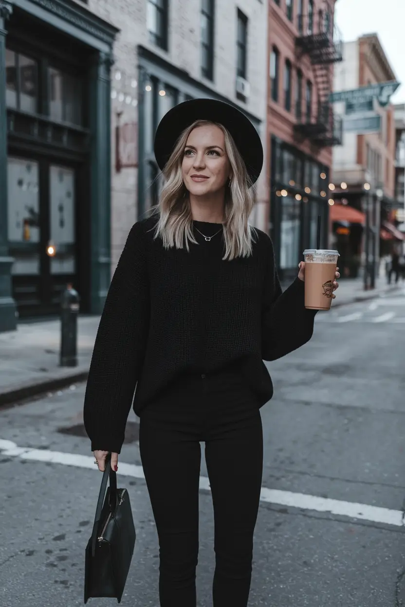 everyday fall outfits ideas 2025 Monochrome and Mood-Boosting