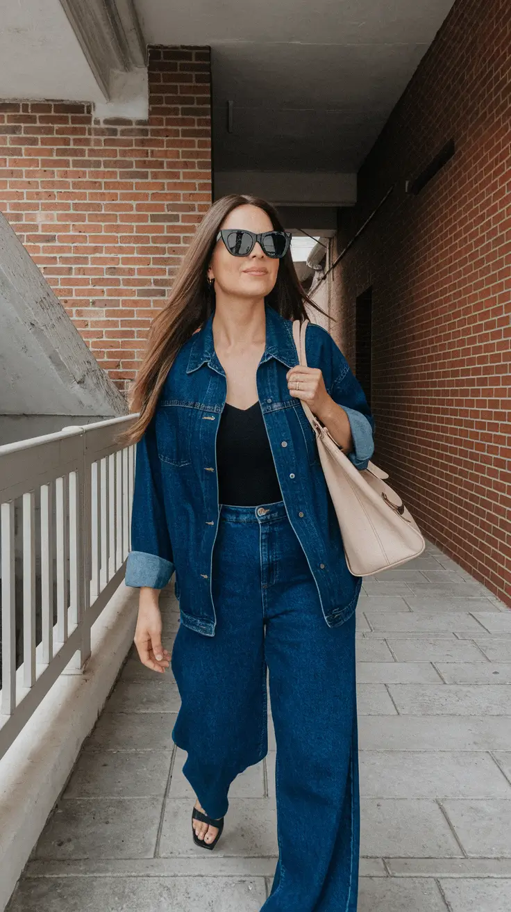 everyday fall outfits ideas 2025 Denim-on-Denim Done Right