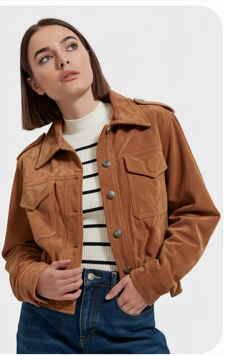 everyday fall outfits ideas 2025 Retro Jacket with a Modern Stripe