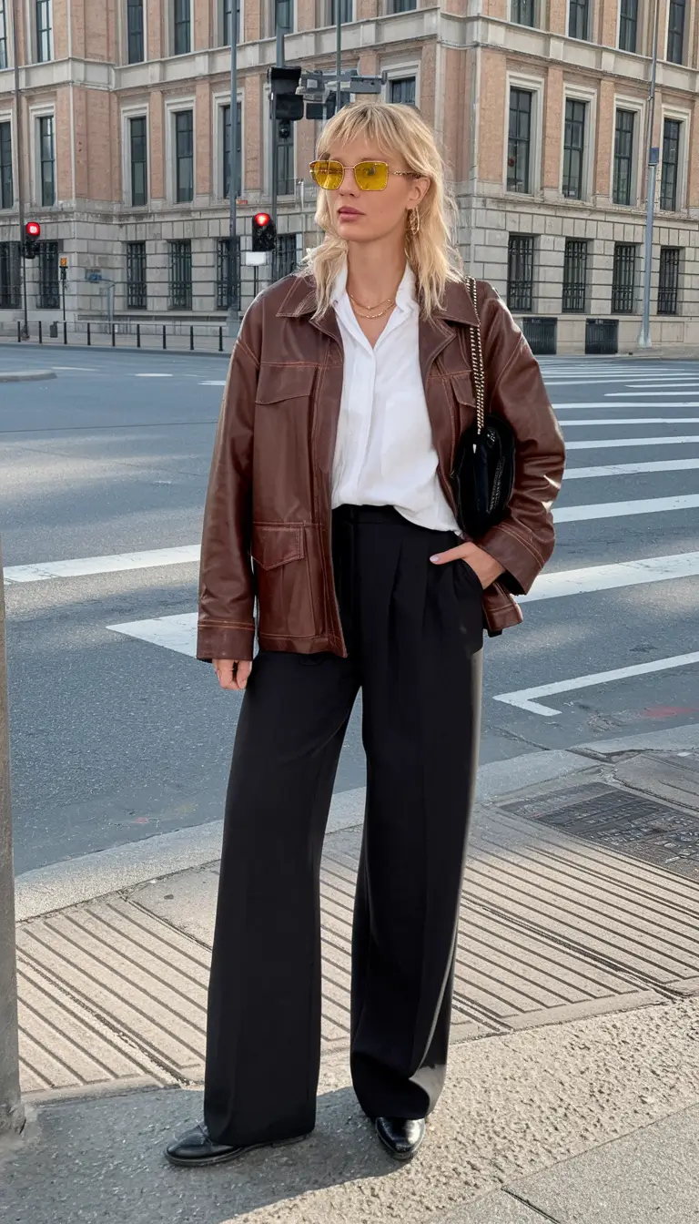 fall fashion outfits ideas 2025 Leather Layers Meet Street Style
