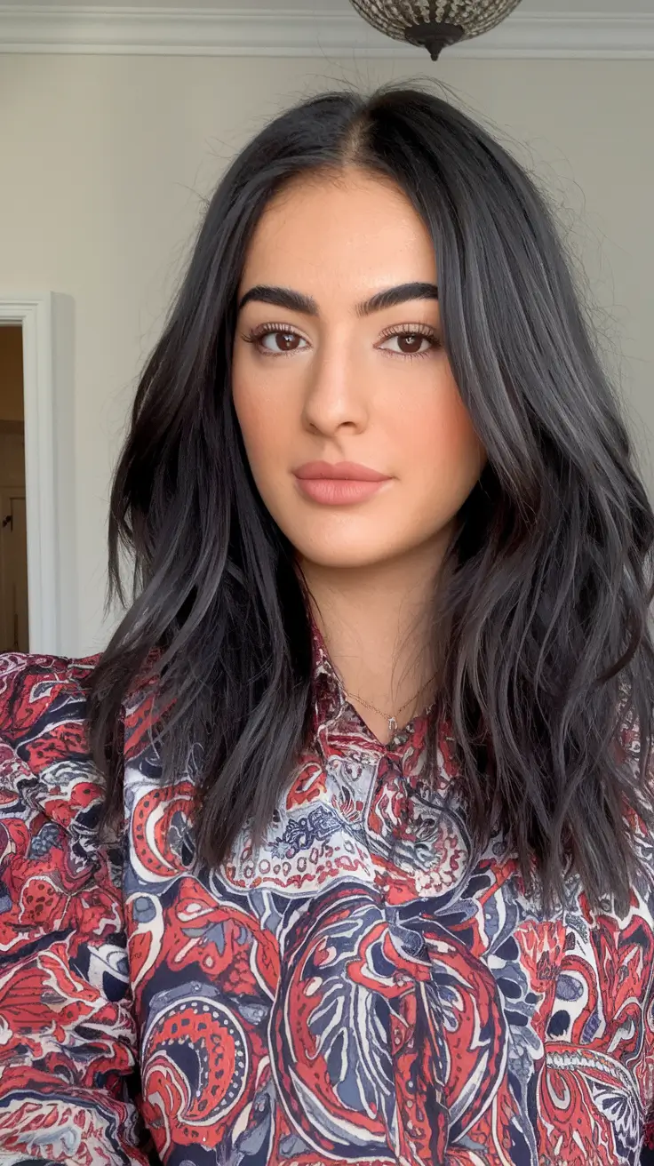 Fall Hair Color Ideas for Brunette 2025 Textured Dark Brunette with Soft Waves