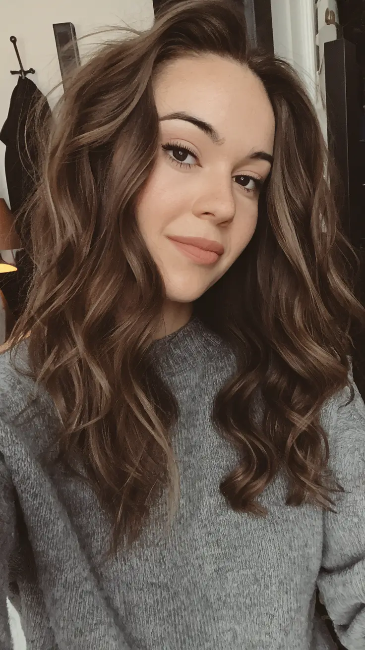 Fall Hair Color Ideas for Brunette 2025 Textured Medium Brunette with Playful Waves