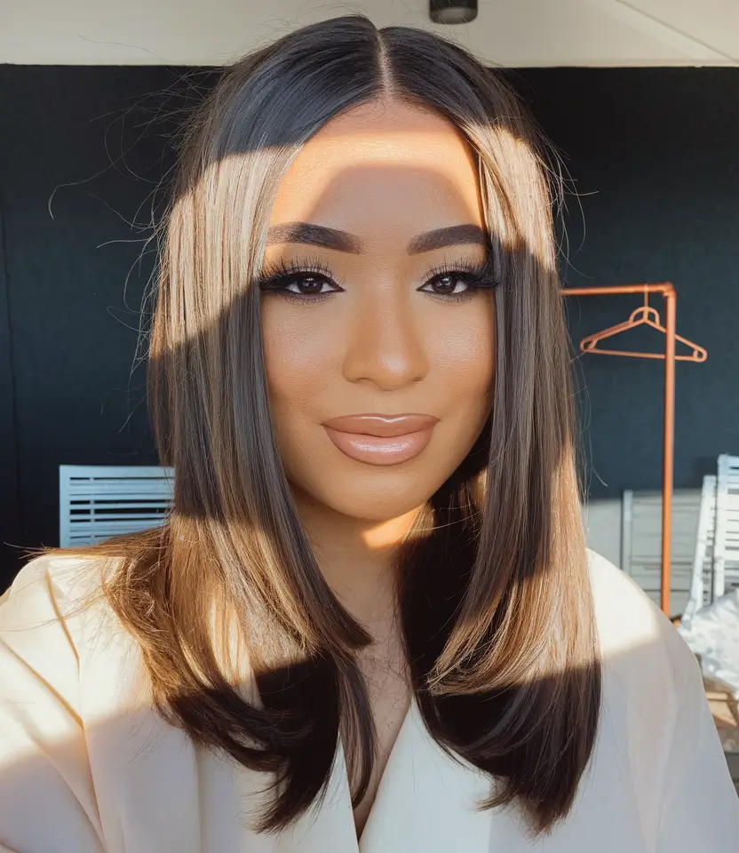 Fall Hair Color Ideas for Brunette 2025 Polished Medium Layers with Balayage Money Piece