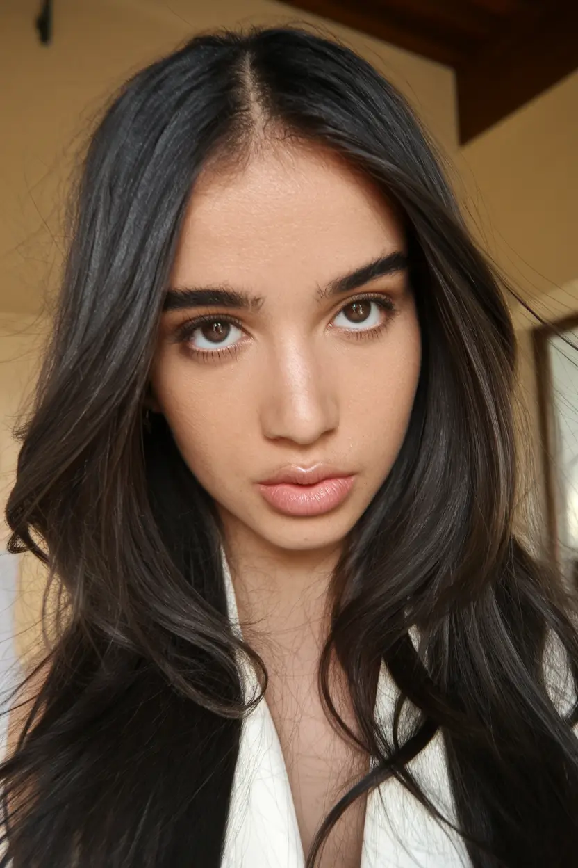Fall Hair Color Ideas for Brunette 2025 Long Dark Brunette with Subtle Layers