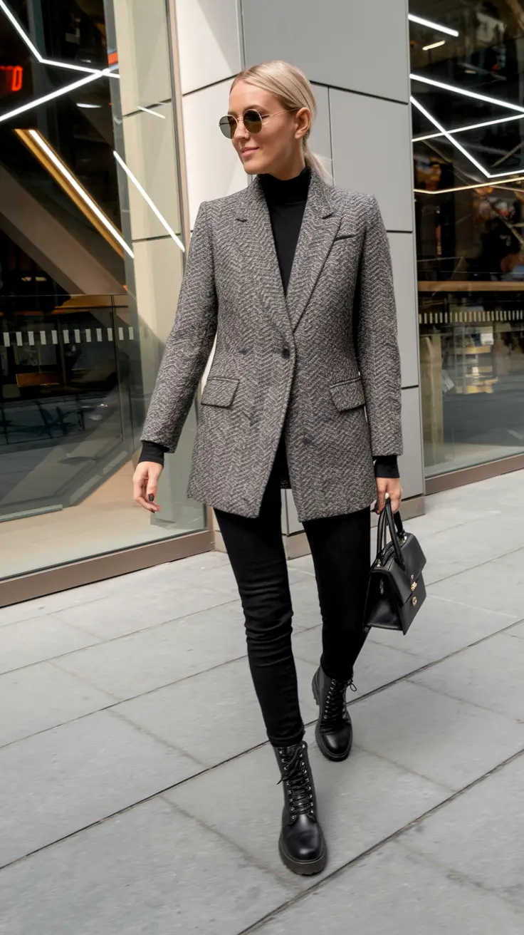 fall office outfits for women ideas 2025 Timeless Power in a Grey Blazer