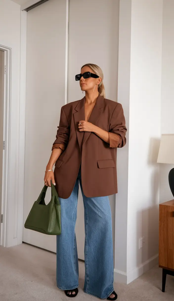 fall office outfits for women ideas 2025 Oversized Blazer with Casual Jeans