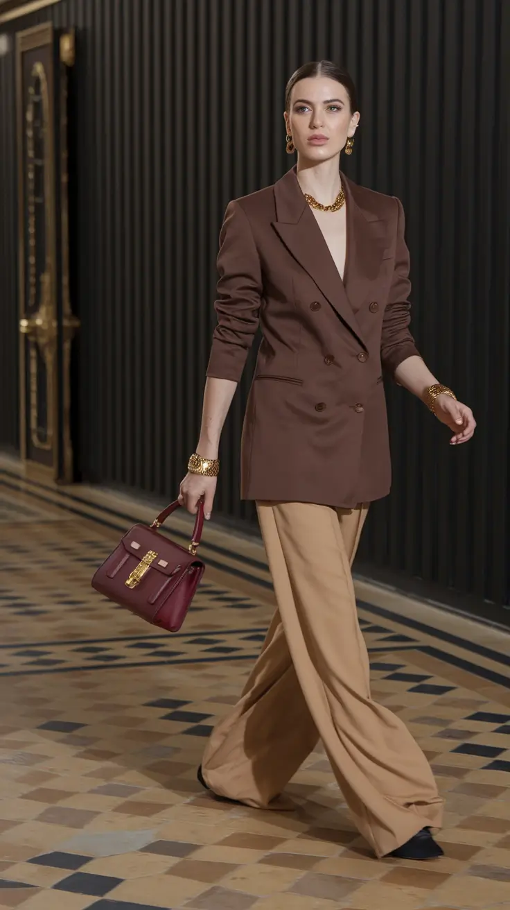 fall office outfits for women ideas 2025 Layered Vest over White Shirt and Trousers