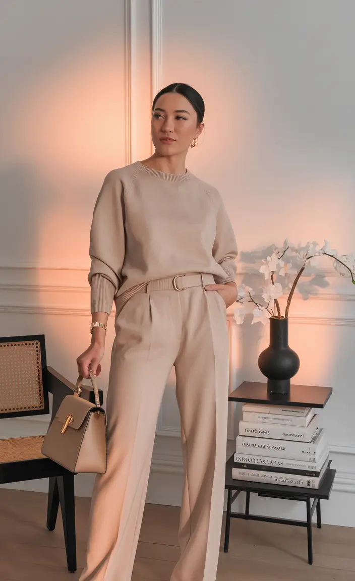 fall office outfits for women ideas 2025 Monochrome Beige Ease