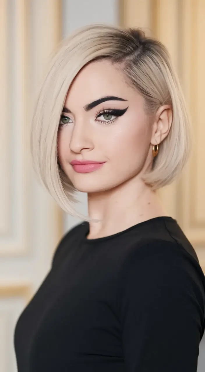 Golden Fall Hair Color for Blondes in 2025 Asymmetrical Blonde Bob with Dark Roots