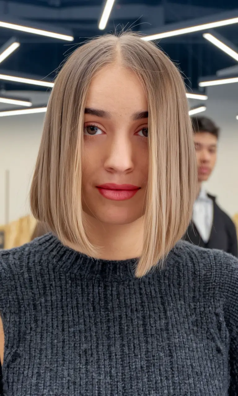 Golden Fall Hair Color for Blondes in 2025 Straight Cut Bob with Caramel Lowlights
