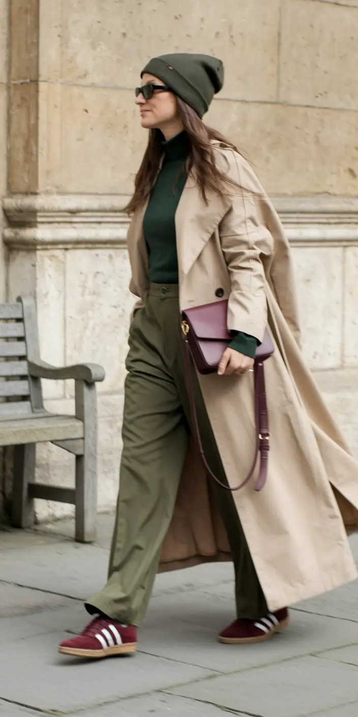 new fall fashion clothes ideas 2025 Trench and Olive Green Layers