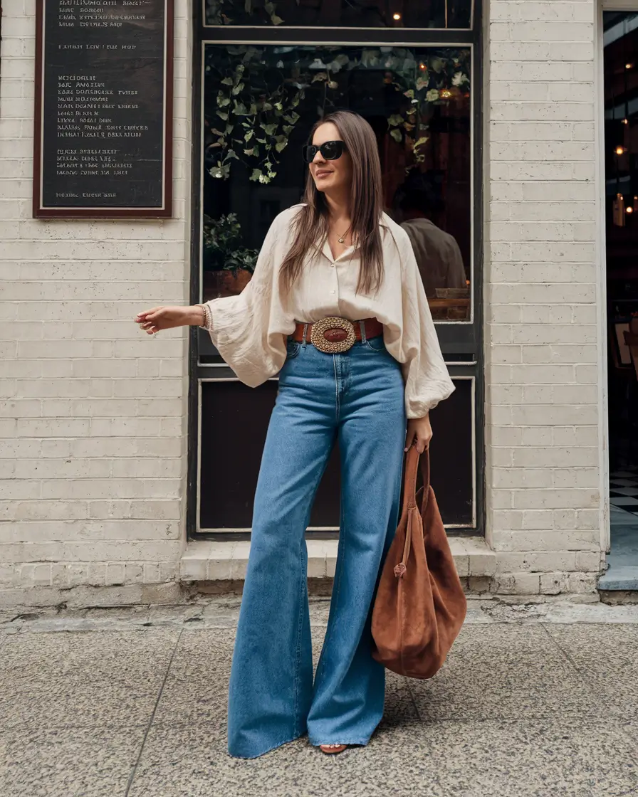 new fall fashion clothes ideas 2025 Boho Denim with Statement Belt