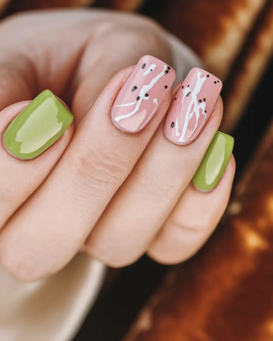 Trendy Fall Nail Colors - New Shades 2025 Playful Green and Pink