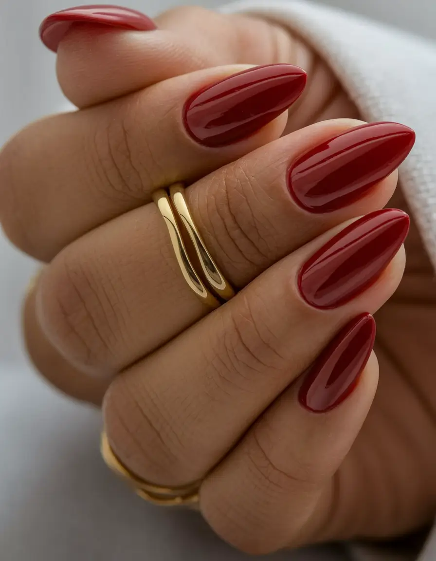 Trendy Fall Nail Colors - New Shades 2025 Crimson Almond