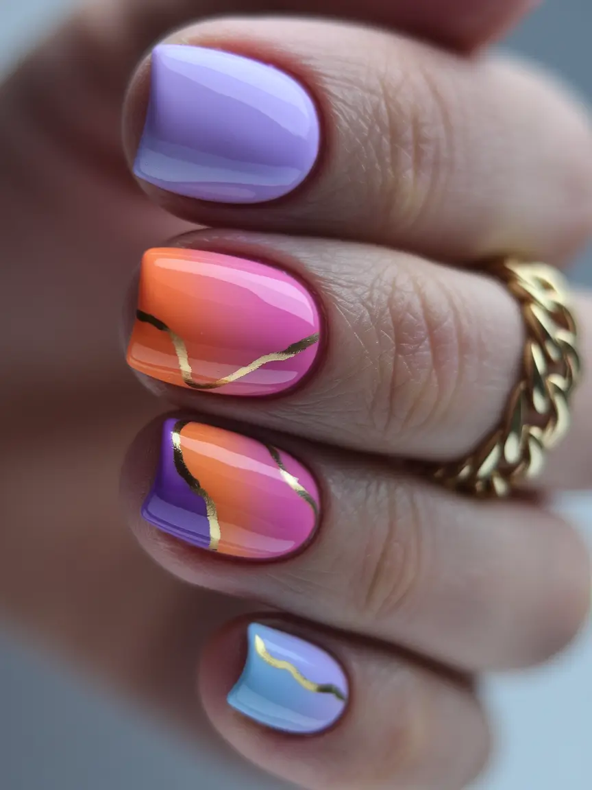 Trendy Fall Nail Colors - New Shades 2025 Sunset Ombre