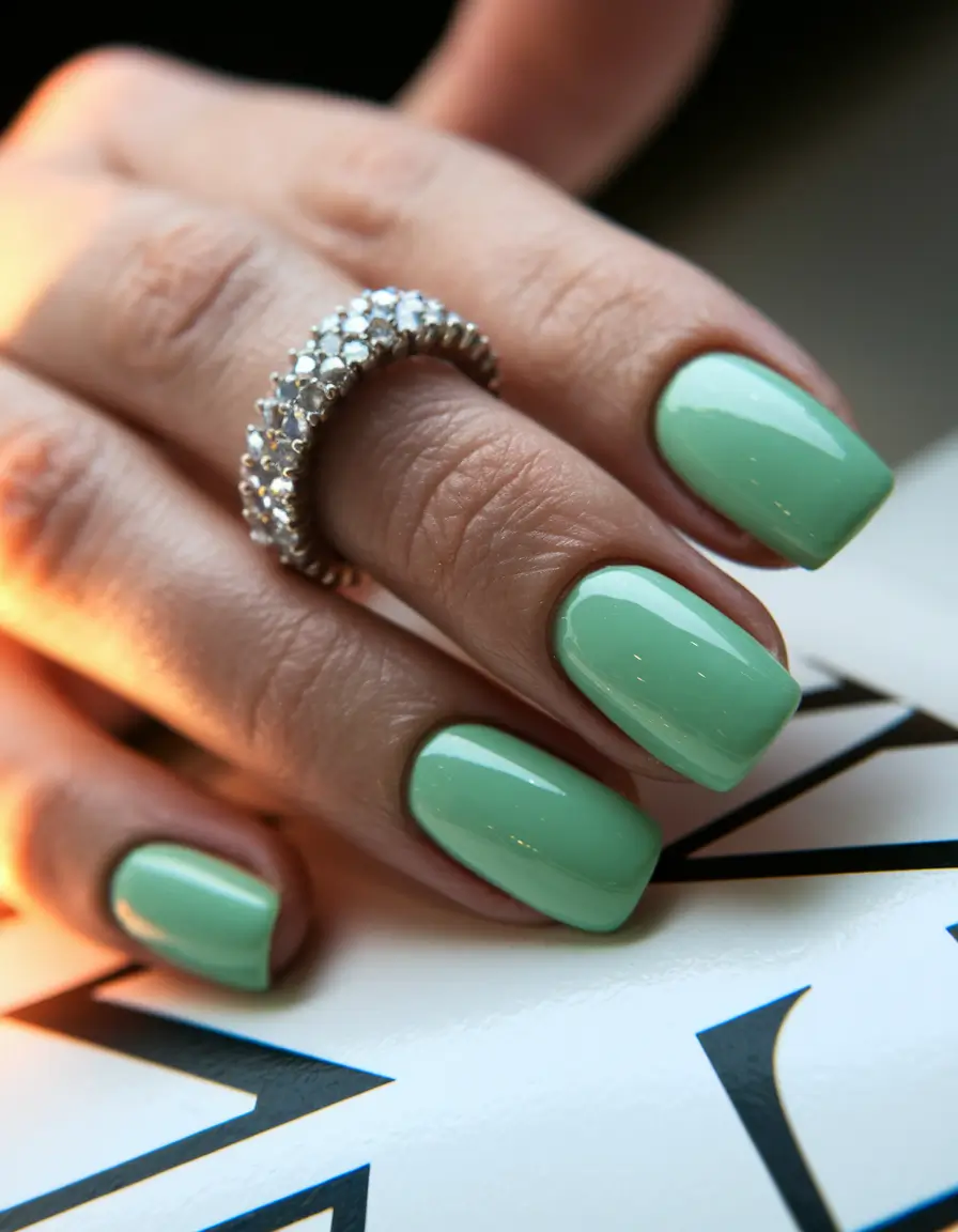 Trendy Fall Nail Colors - New Shades 2025 Mint Square