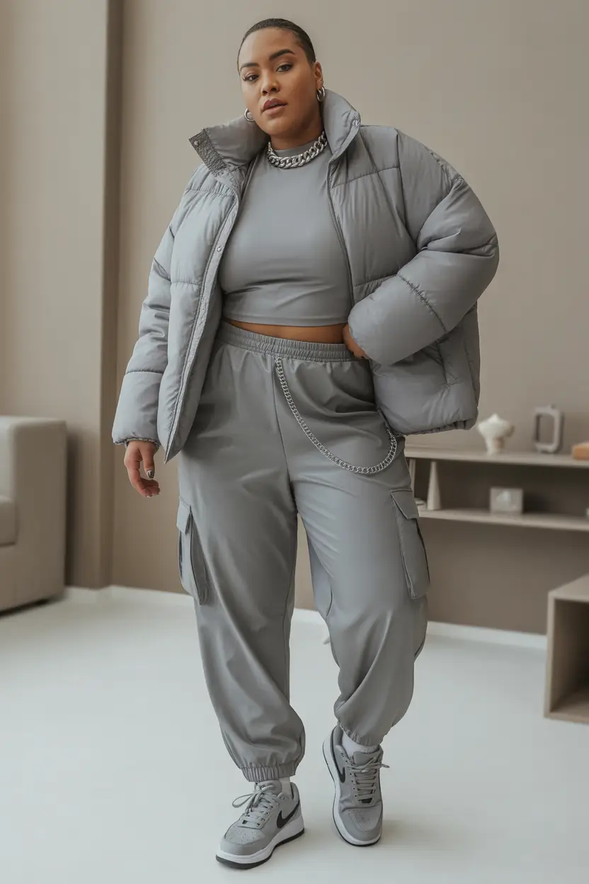 Capsule Wardrobe Guide Winter 2025-2026 Plus Size Utility Chic in Monotone Grey