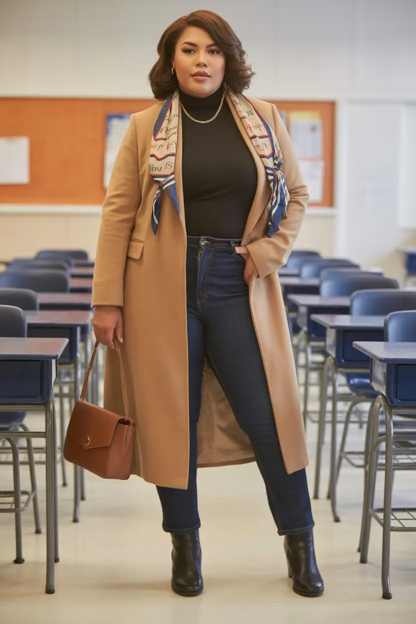 Capsule Wardrobe Guide Winter 2025-2026 Plus Size Classic Camel Coat with Modern Touch