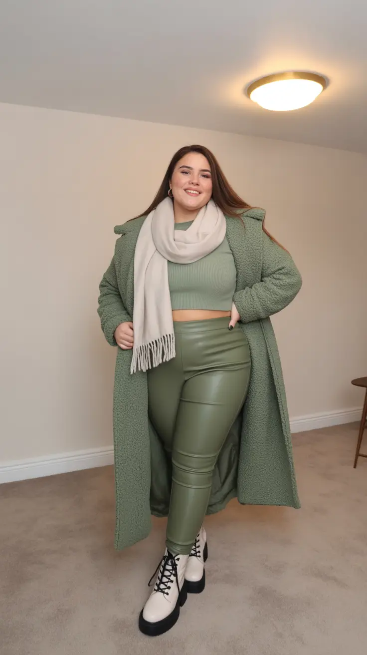 Capsule Wardrobe Guide Winter 2025-2026 Plus Size Green Monochrome Confidence