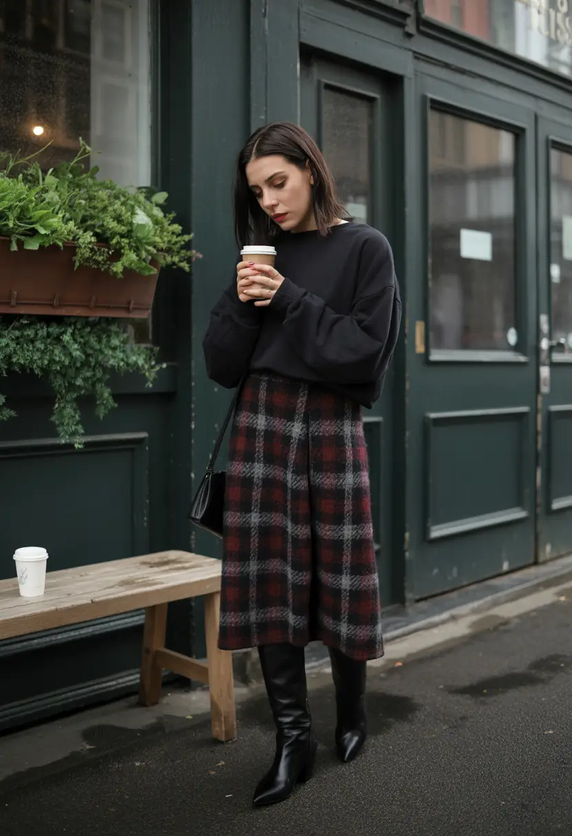 classy winter outfits ideas 2025-2026 Cozy Checks with Urban Edge