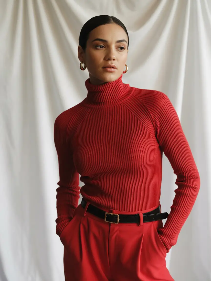 classy winter outfits ideas 2025-2026 Monochrome Red Confidence