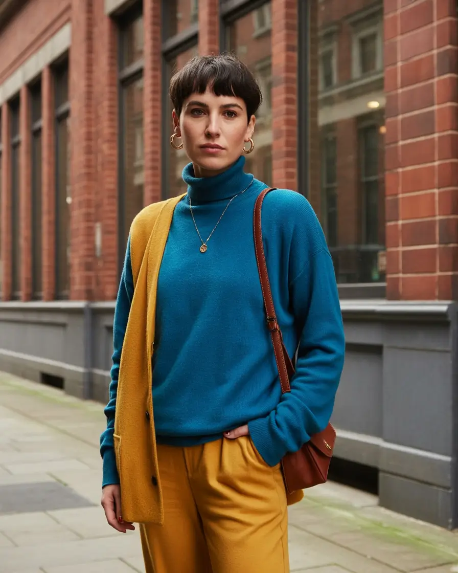 classy winter outfits ideas 2025-2026 Color-Blocked Modern Classic