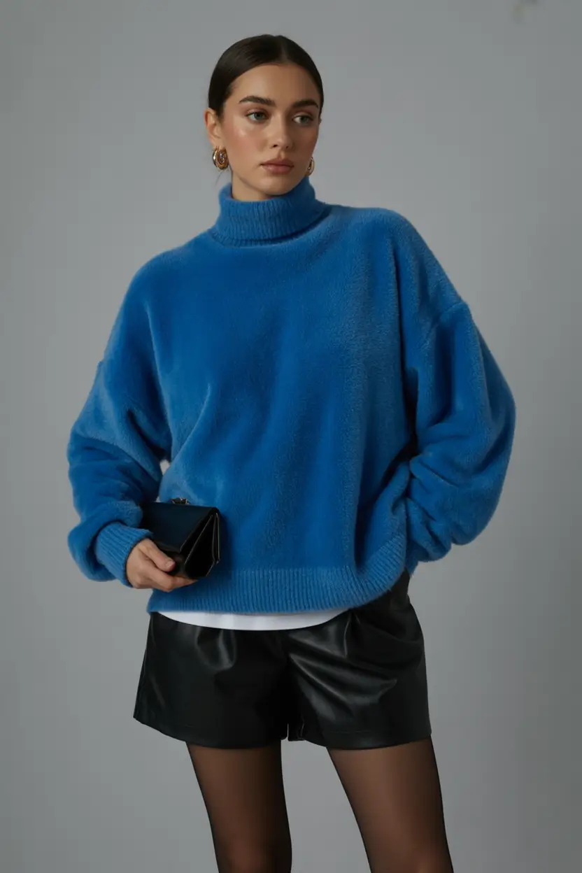comfy winter outfits ideas 2025 2026 Blue Knit Cool Factor