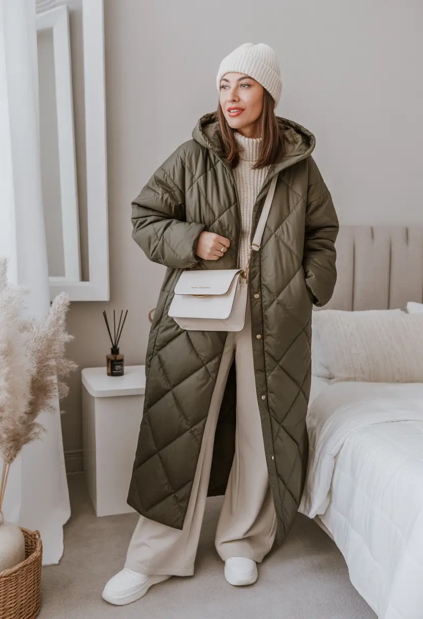 comfy winter outfits ideas 2025 2026 Puffer Coat Chic