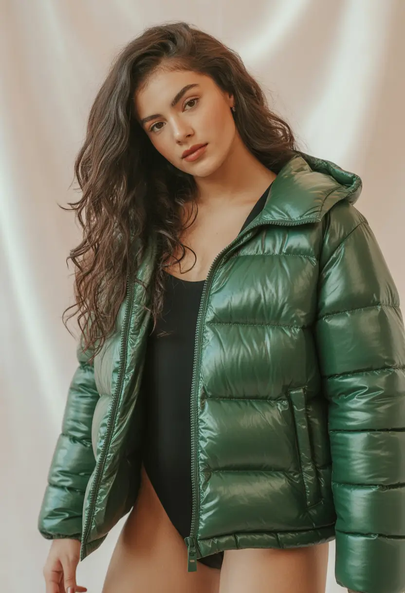 comfy winter outfits ideas 2025 2026 Emerald Puffer Glow