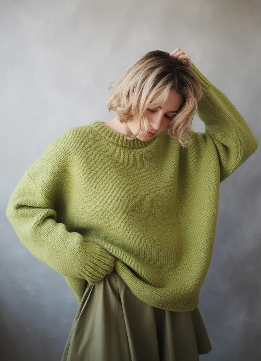 comfy winter outfits ideas 2025 2026 Fresh Green Oversize Knit