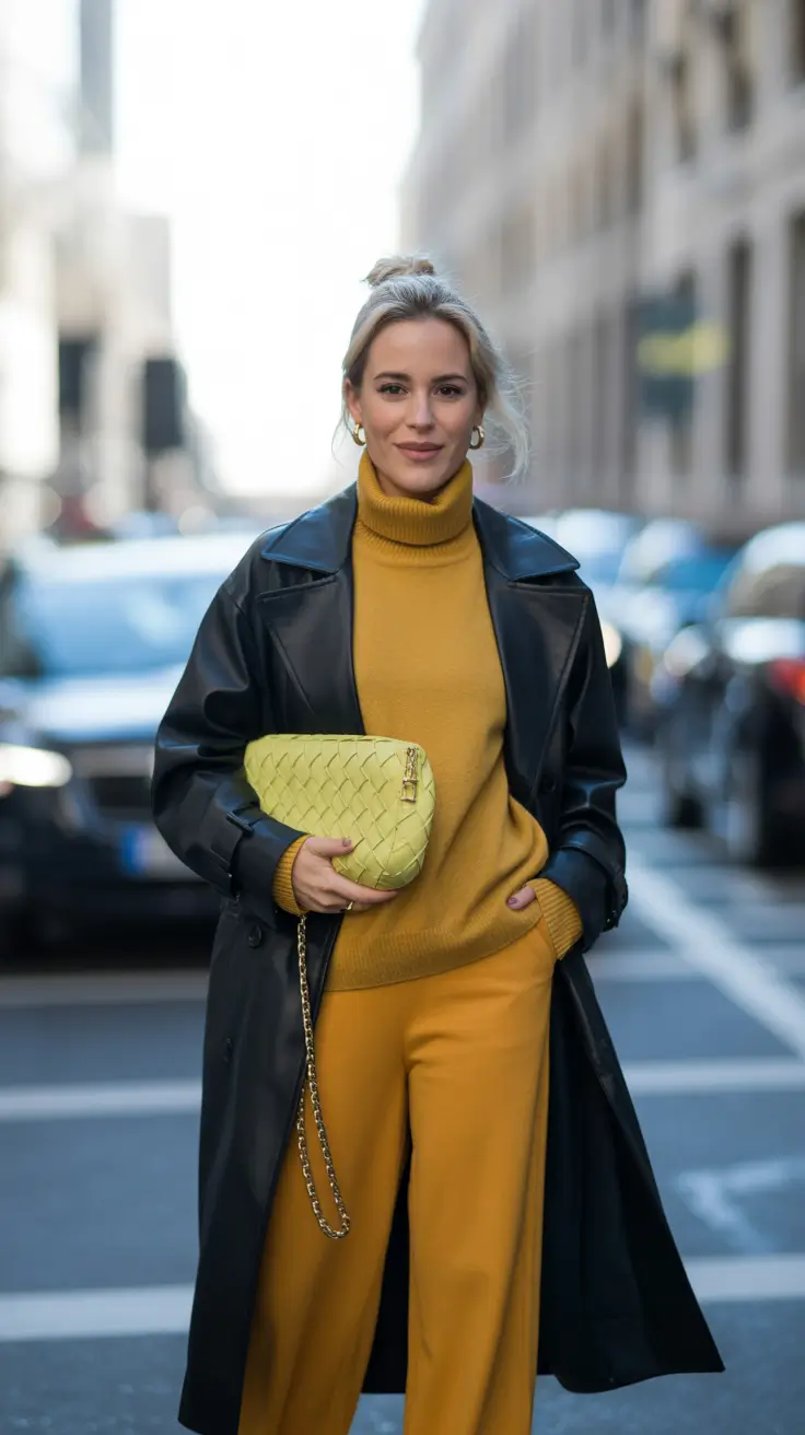 cozy-outfits-to-wear-in-november-2025-Golden-Mustard-with-Leather-Drama