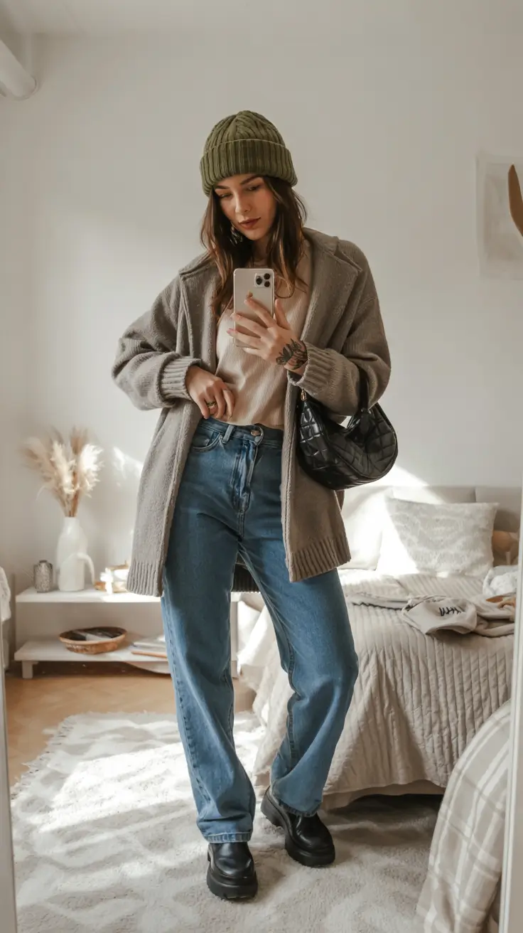 Early Winter Fashion Outfits 2025 Relaxed Neutrals with Denim