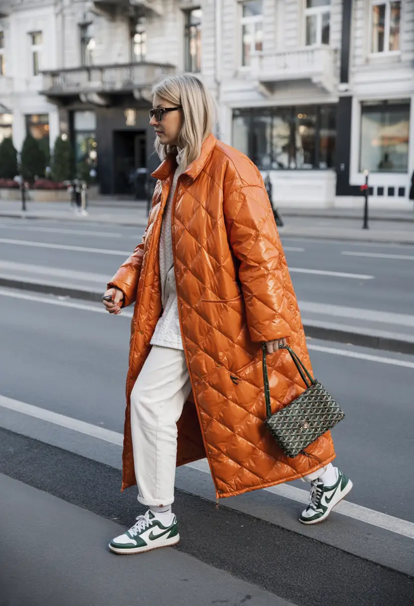 Early Winter Fashion Outfits 2025 Quilted Orange Shine