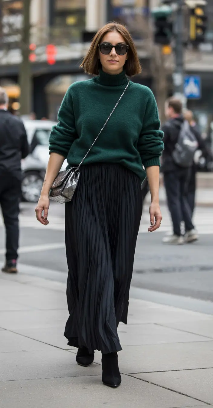 Early Winter Fashion Outfits 2025 Dark Romance with a Pleated Skirt