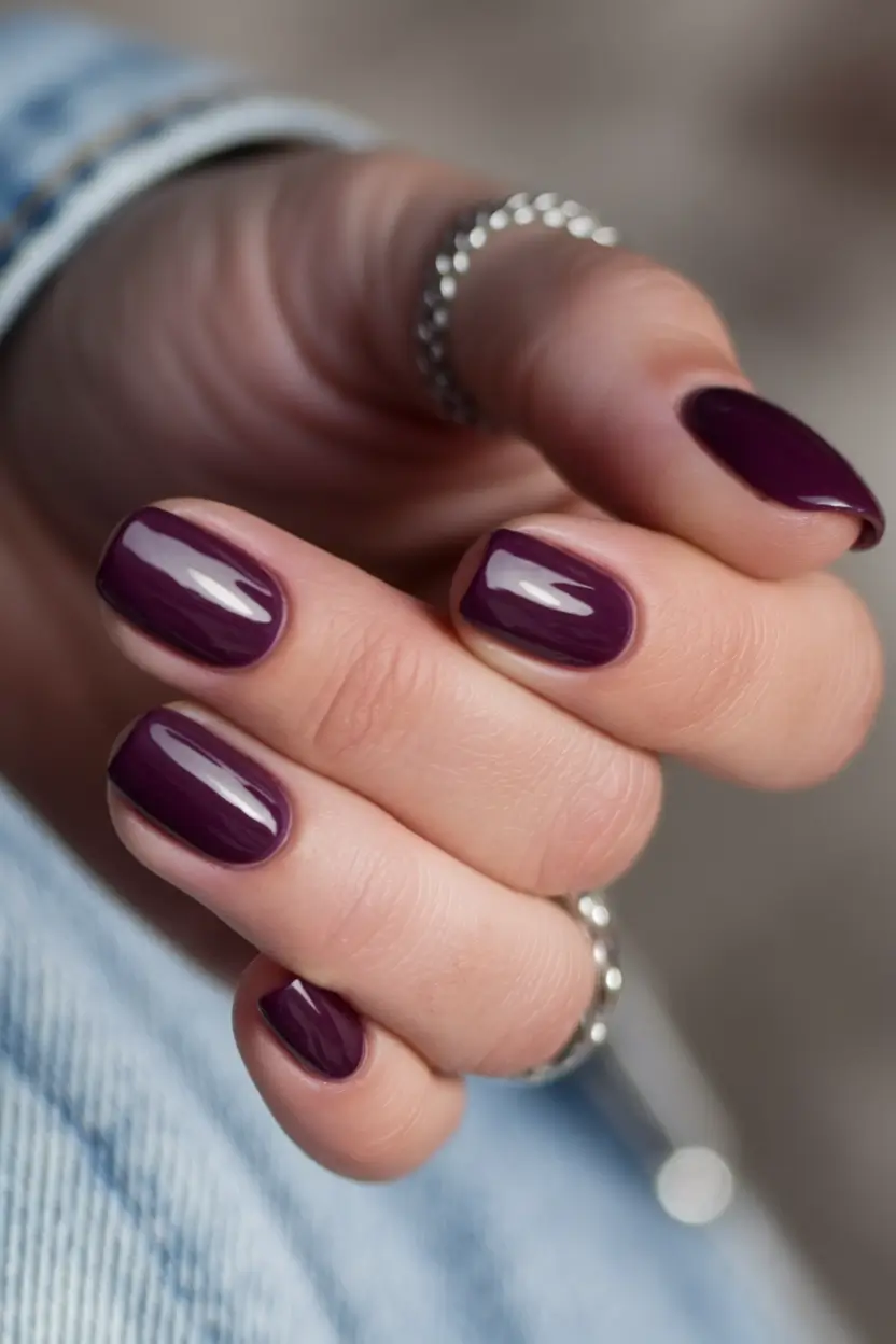 Fall Nail design for November 2025 Deep Plum Simplicity