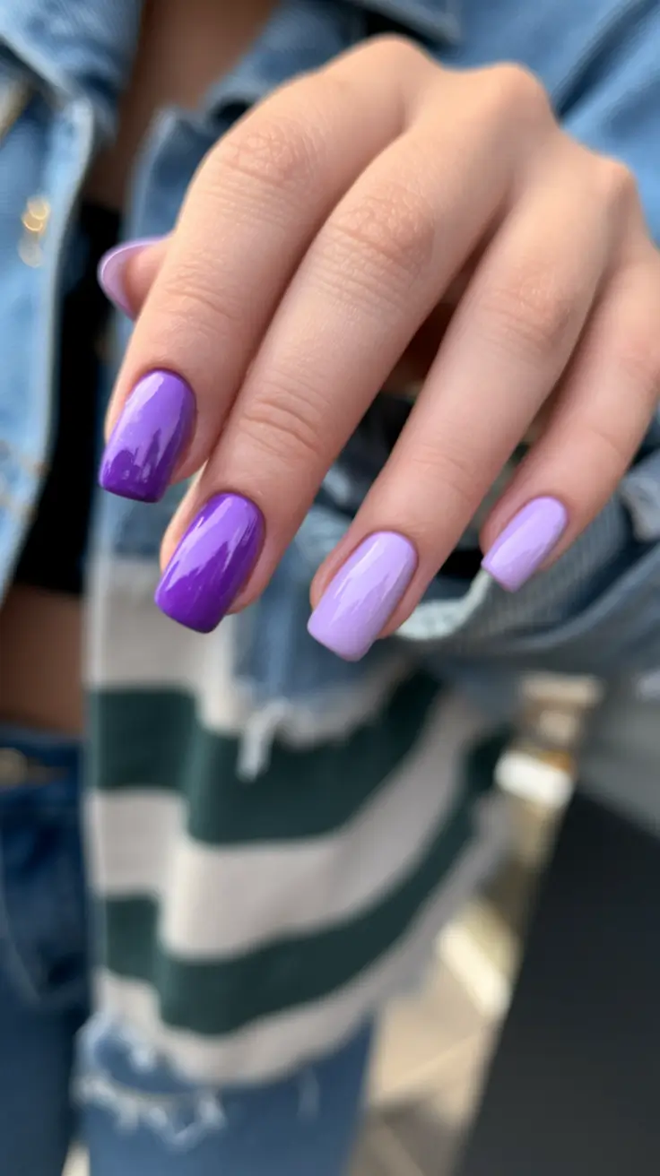 Fall Nail design for November 2025 Dual Purple Gradient