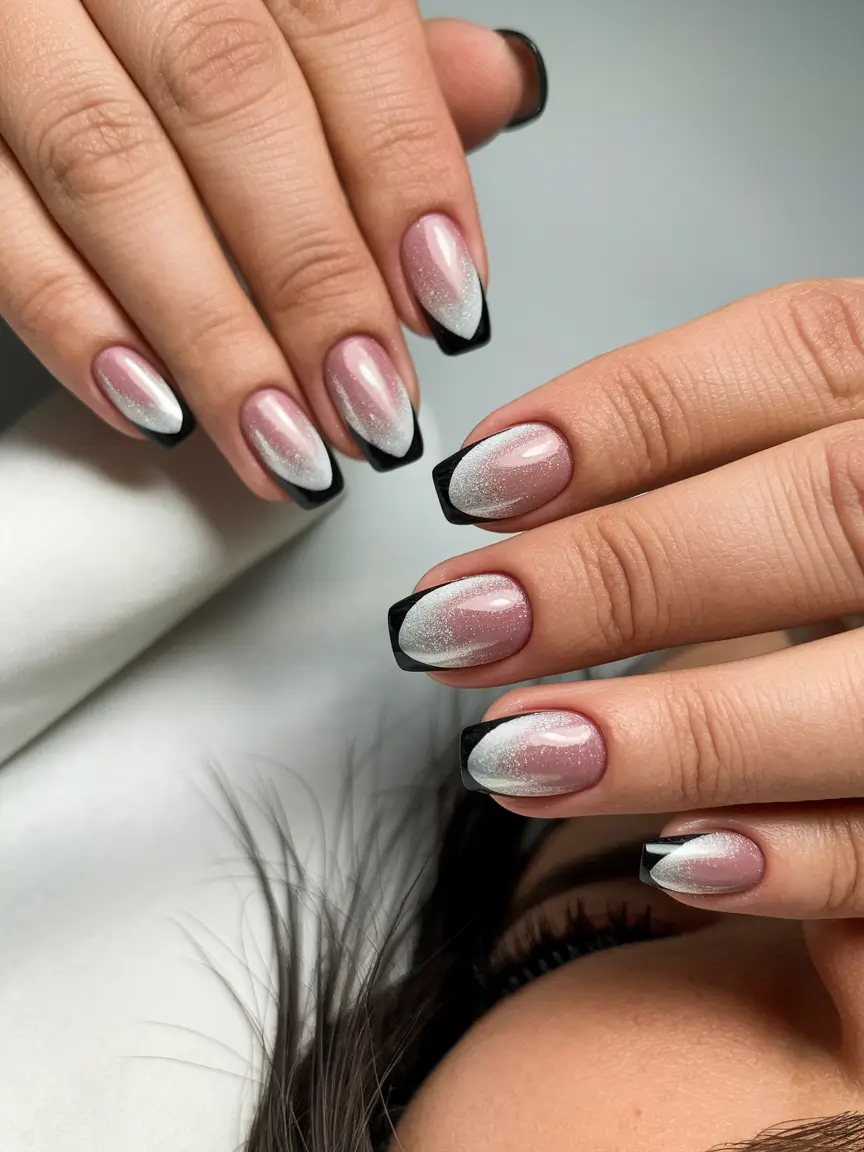 Fall Nail design for November 2025 Frosted French Edge