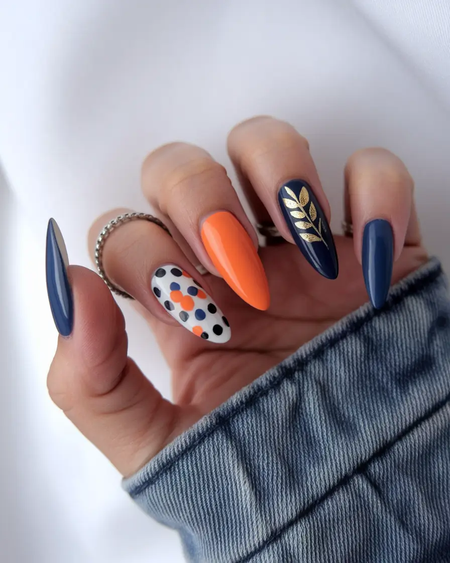 Fall Nail design for November 2025 Autumn Contrast Mix