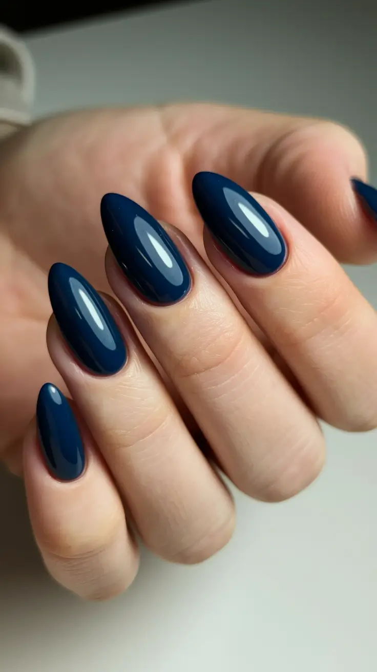 Fall Nail design for November 2025 Midnight Navy Elegance