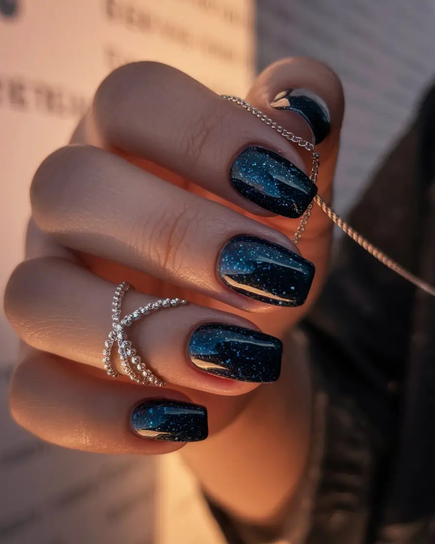 Fall Nail design for November 2025 Starry Night Square