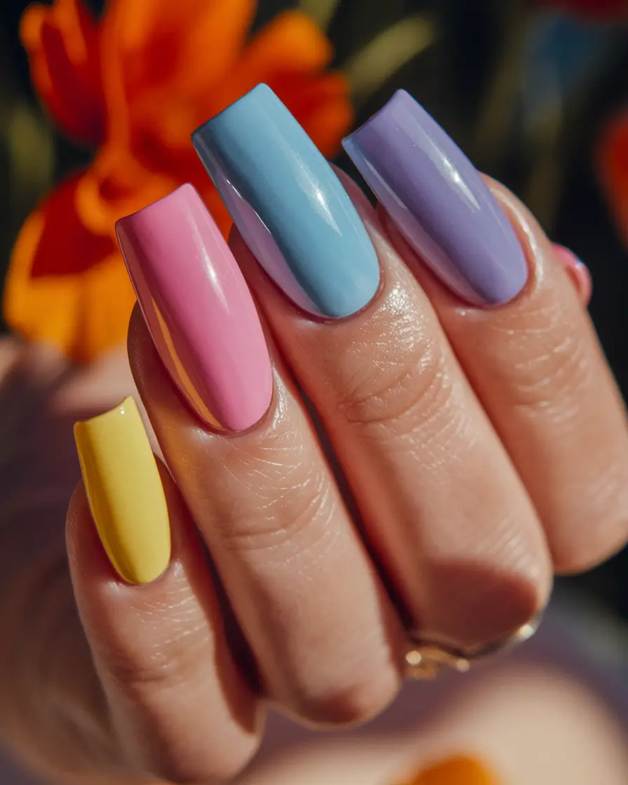 Fall Nail design for November 2025 Pastel Color-Block Energy