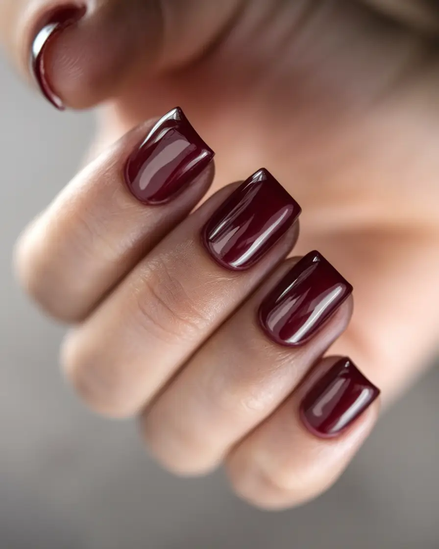 Fall Nail design for November 2025 Classic Burgundy Allure