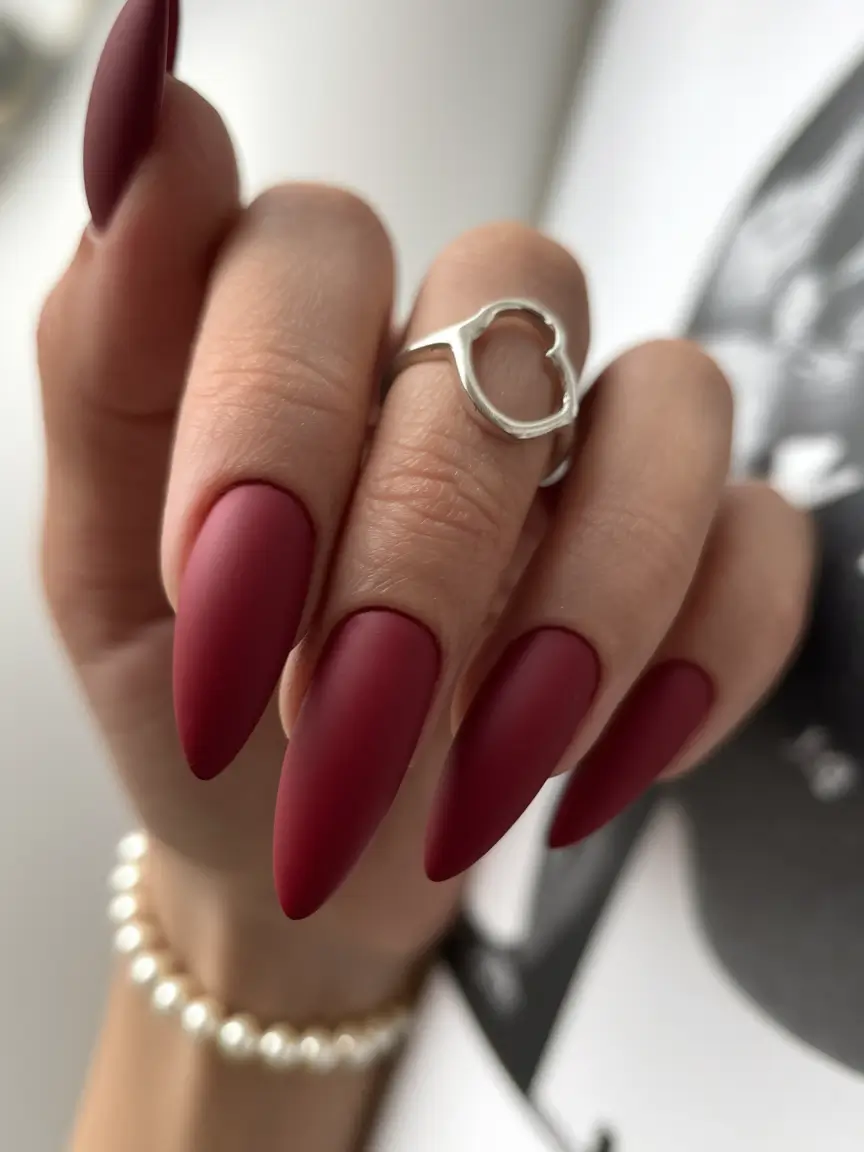 Fall Nail design for November 2025 Velvety Matte Burgundy Drama